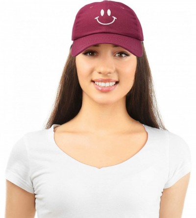 Baseball Caps Smile Baseball Cap Smiling Face Happy Dad Hat Men Women Teens - Maroon - CD18SIRY280 $10.72