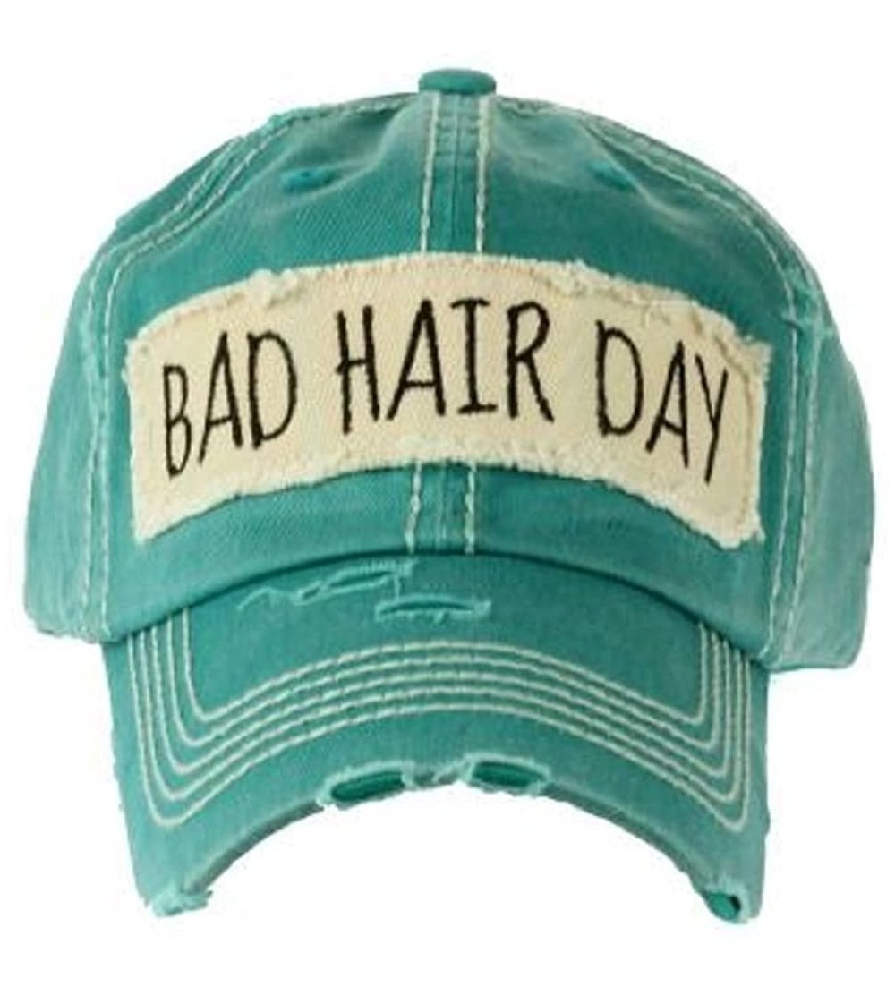 Baseball Caps Adjustable Bad Hair Day Distressed Vintage Look Western Cowgirl Hat Cap Jp (Turquoise Blue) - CF17Z3IA93Q $20.95