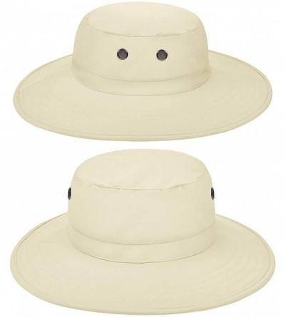 Rain Hats Waterproof Sun Hat Outdoor Wide Brim Bucket Boonie Cap for Safari Hiking Fishing - Tan - CO18H84Z4UG $24.26