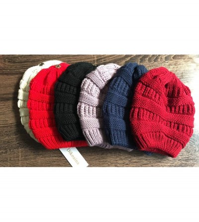 Skullies & Beanies Knit Hat for Womens Girls Fleece Winter Slouchy Beanie Hat with Real Raccon Fox Fur Pom Pom - Slouch Light...