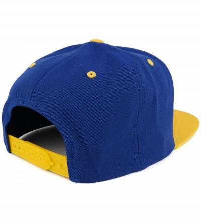 Baseball Caps King Two Tone Embroidered Flat Bill Snapback Cap - Royal Yellow - C217YXNYEZK $22.31