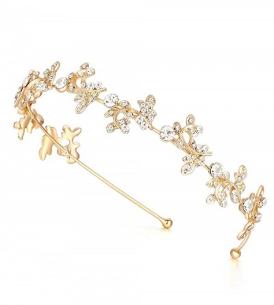Headbands Ammei Gold Headband Bridal Tiara Flower Shape Women's Headpiece Wedding Hair Accessories (Gold) - Gold - CQ17YGTRCC...