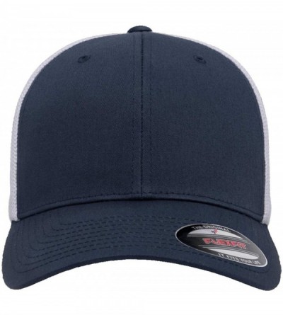 Baseball Caps The Original Flexfit Yupoong Mesh Trucker Hat Cap & 2-Tone - Navy/White - C611LP4RF9L $15.69