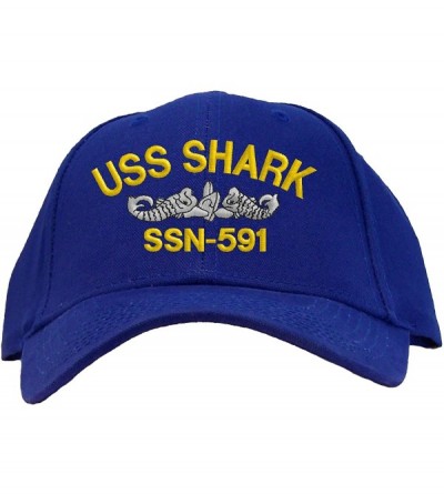 Baseball Caps USS Shark SSN-591 Embroidered Pro Sport Baseball Cap - Royal - CG180OS5MG3 $15.37