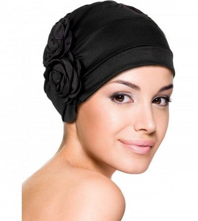 Skullies & Beanies 4 Pieces Turban Flower Head Wrap Beanie Scarf Cap Hair Loss Hat for Men and Women (Wine Red- Khaki- Black-...