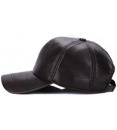 Baseball Caps Leather Baseball Cap Cool Hats Adjustable Unisex Ball Cap - Brown - CY18IK2WRX8 $20.44