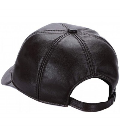 Baseball Caps Leather Baseball Cap Cool Hats Adjustable Unisex Ball Cap - Brown - CY18IK2WRX8 $20.44