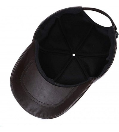 Baseball Caps Leather Baseball Cap Cool Hats Adjustable Unisex Ball Cap - Brown - CY18IK2WRX8 $20.44