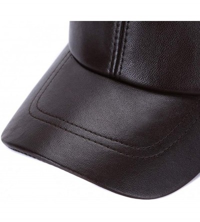 Baseball Caps Leather Baseball Cap Cool Hats Adjustable Unisex Ball Cap - Brown - CY18IK2WRX8 $20.44