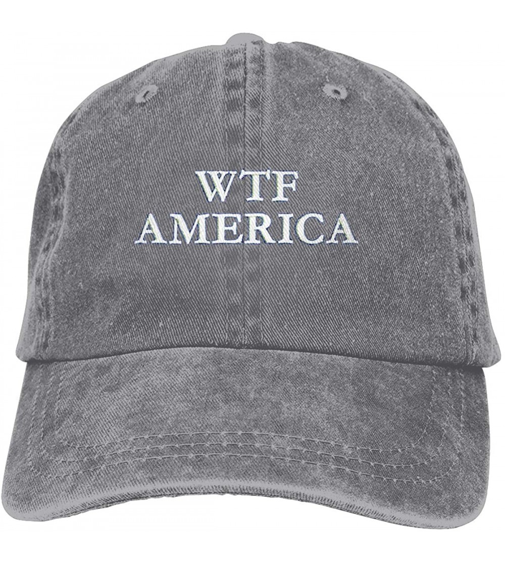 Baseball Caps WTF America Retro Adjustable Cowboy Denim Hat Unisex Hip Hop Baseball Caps - Gray - C618HKKMHTA $12.25