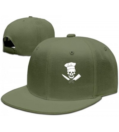 Baseball Caps Skull-Chef Cooking Skull Hat Grill Master Unisex Fashion Snapback Hats - Green - C41898OAC5O $22.39