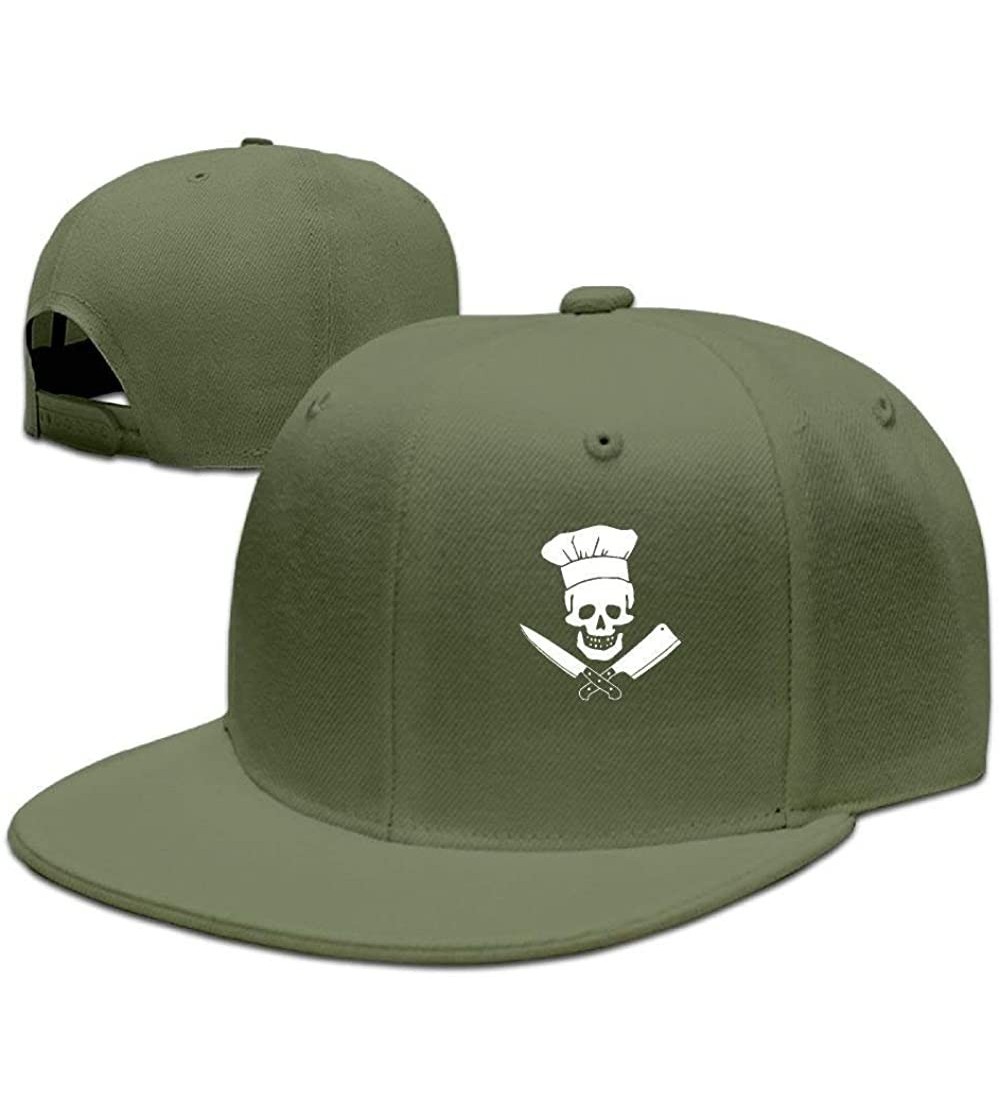 Baseball Caps Skull-Chef Cooking Skull Hat Grill Master Unisex Fashion Snapback Hats - Green - C41898OAC5O $9.86