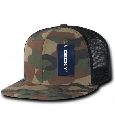 Baseball Caps Cotton Flat Bill Trucker Cap - Woodland/Woodland/Black - CI11CDFLJST $12.14