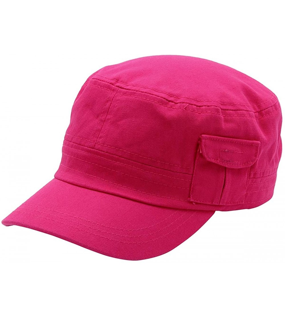 Baseball Caps Cadet Army Cap - Military Cotton Hat - Hot Pink2 - CM12GW5UUVR $12.08