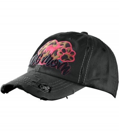 Baseball Caps Women's Distressed Unconstructed Embroidered Baseball Cap Dad Hat- Dog Mom- Black - CE18WILOKE6 $29.18