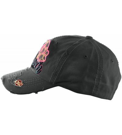 Baseball Caps Women's Distressed Unconstructed Embroidered Baseball Cap Dad Hat- Dog Mom- Black - CE18WILOKE6 $15.13