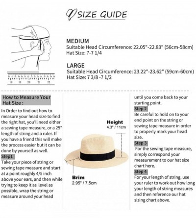 Sun Hats Womens Straw Panama Hat- Wide Brim Beach Sun Hats Summer Foldable Travel Sunhat UPF50 - 1-b-beige-fk - C018S589MTA $...