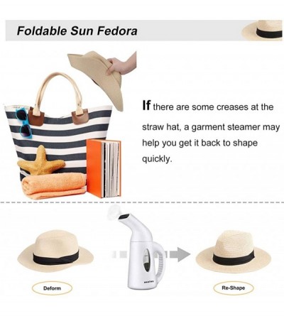 Sun Hats Womens Straw Panama Hat- Wide Brim Beach Sun Hats Summer Foldable Travel Sunhat UPF50 - 1-b-beige-fk - C018S589MTA $...