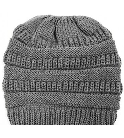 Skullies & Beanies Womens Knit Slouchy Beanie Hats Winter Thick Soft Warm Skull Ski Cap - Dark Gray - CR194KUY3OW $7.85