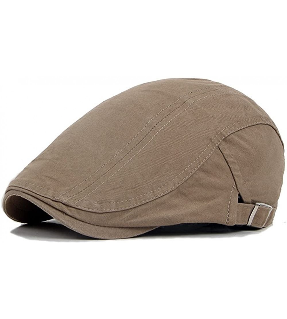 Newsboy Caps Men's Classic Cotton Flat Hat Ivy Gatsby Newsboy Driving Cap - Khaki - C017YC9NANA $13.18