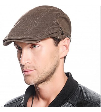 Newsboy Caps Men's Classic Cotton Flat Hat Ivy Gatsby Newsboy Driving Cap - Khaki - C017YC9NANA $13.18