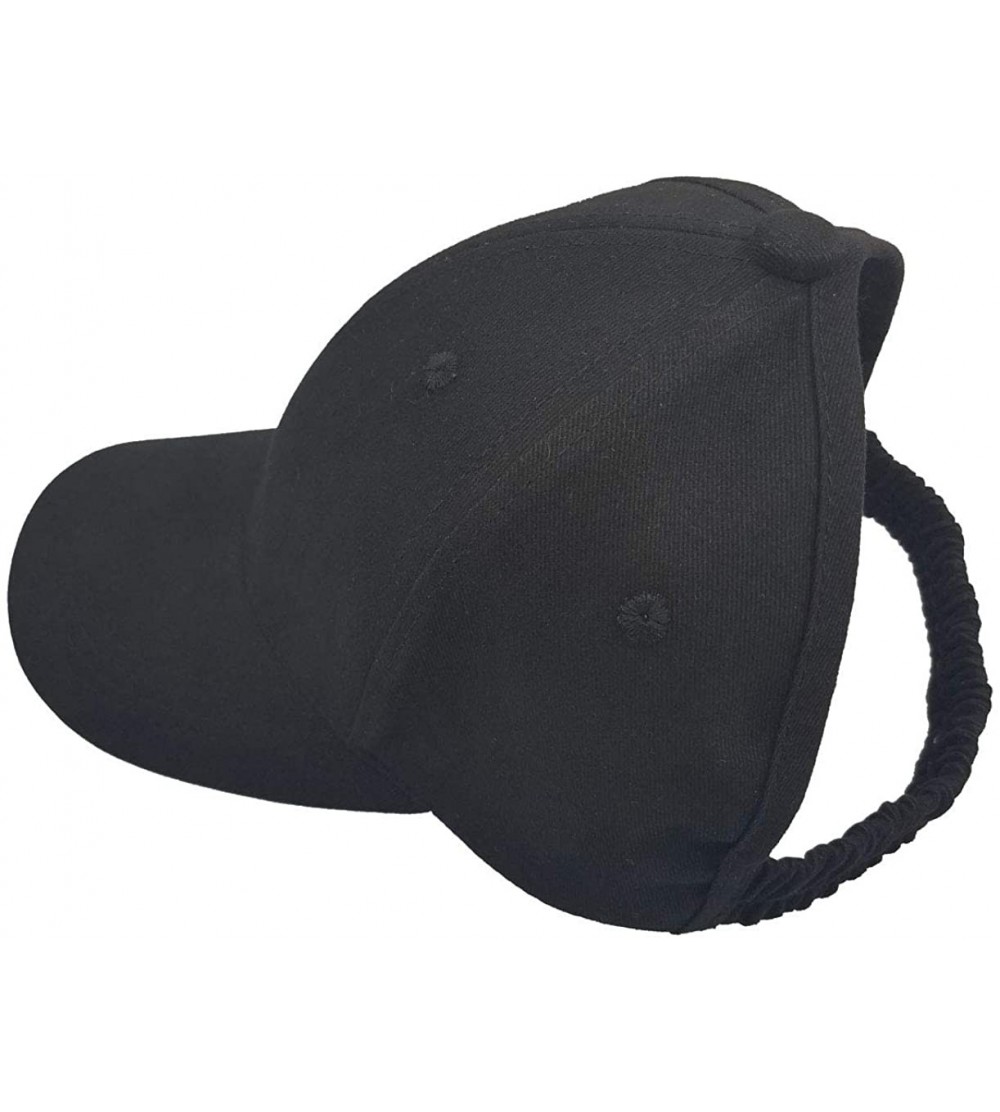 Baseball Caps Women Backless Ponytail Hats Cotton Distressed Baseball-Cap - Black - CB18NQMGURL $8.93