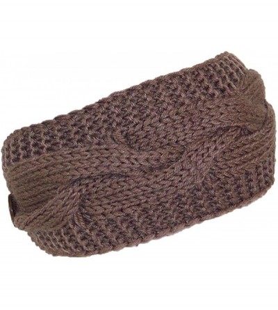 Cold Weather Headbands Solid Color Cable & Garter Stitch Knit Headband (One Size) - Brown - CT125W1508F $9.86