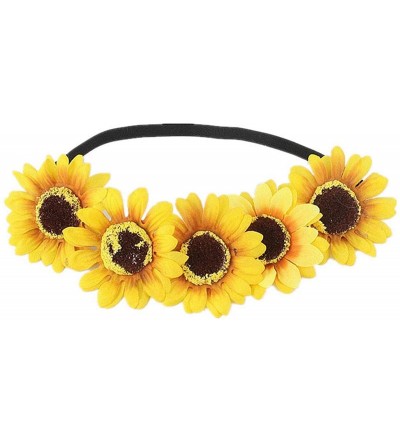 Headbands Sunflower Crown Sunflower Headband Sunflower Halo Hair Accessories (Yellow Big Flower) - CC18TRAAUW9 $18.68