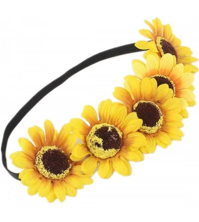 Headbands Sunflower Crown Sunflower Headband Sunflower Halo Hair Accessories (Yellow Big Flower) - CC18TRAAUW9 $9.46