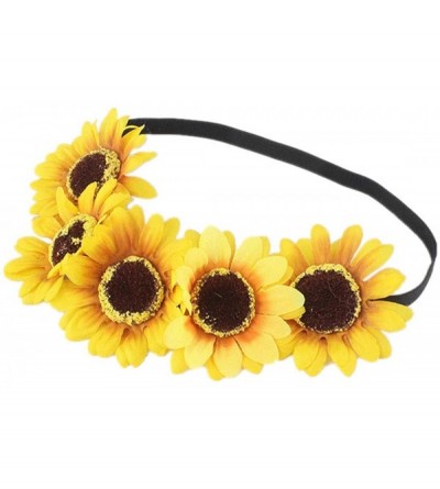 Headbands Sunflower Crown Sunflower Headband Sunflower Halo Hair Accessories (Yellow Big Flower) - CC18TRAAUW9 $9.46