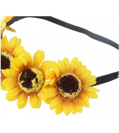 Headbands Sunflower Crown Sunflower Headband Sunflower Halo Hair Accessories (Yellow Big Flower) - CC18TRAAUW9 $9.46