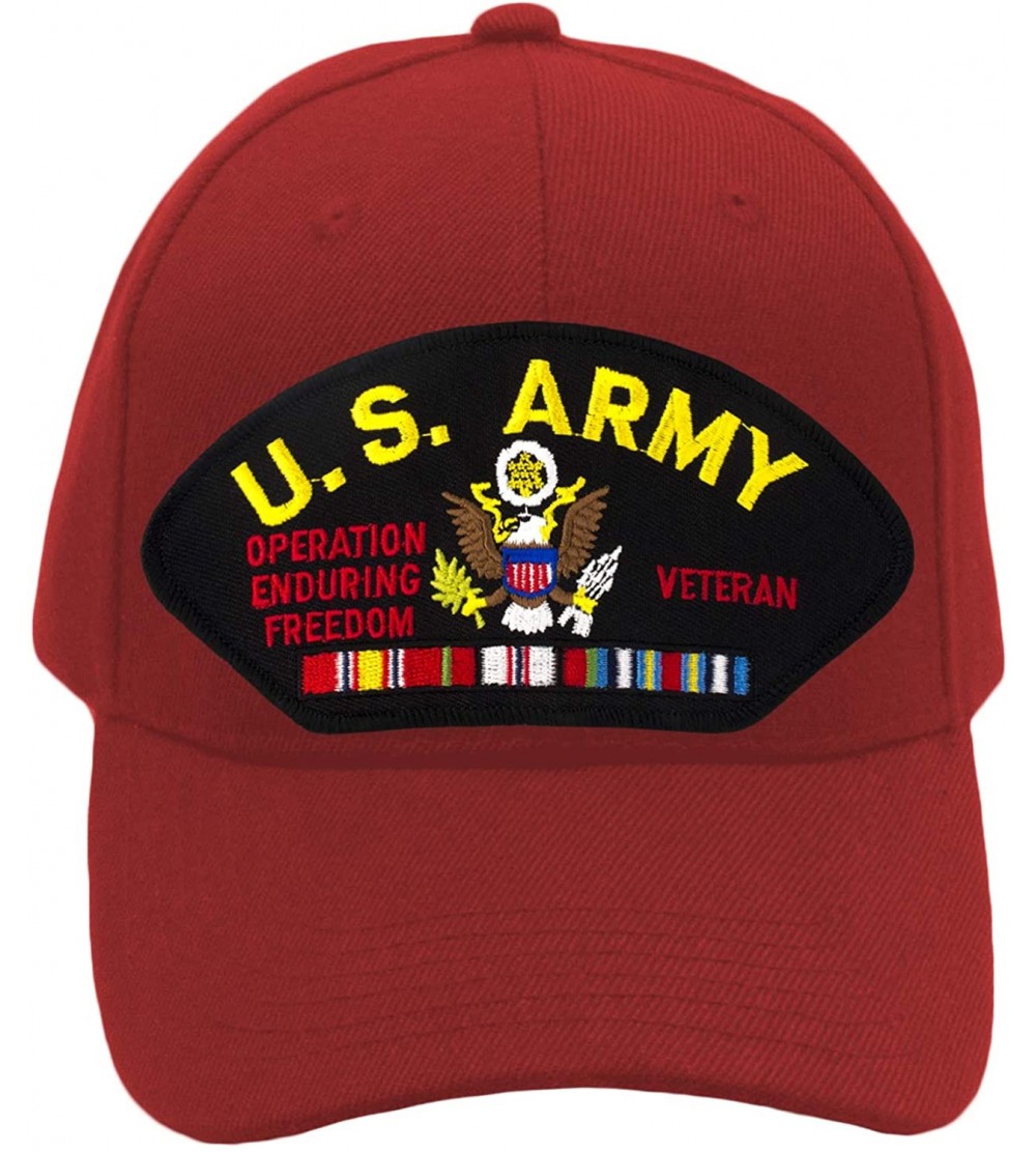 Baseball Caps US Army - Operation Enduring Freedom Veteran Hat/Ballcap Adjustable One Size Fits Most - Red - CJ18NR7K4D2 $20.22