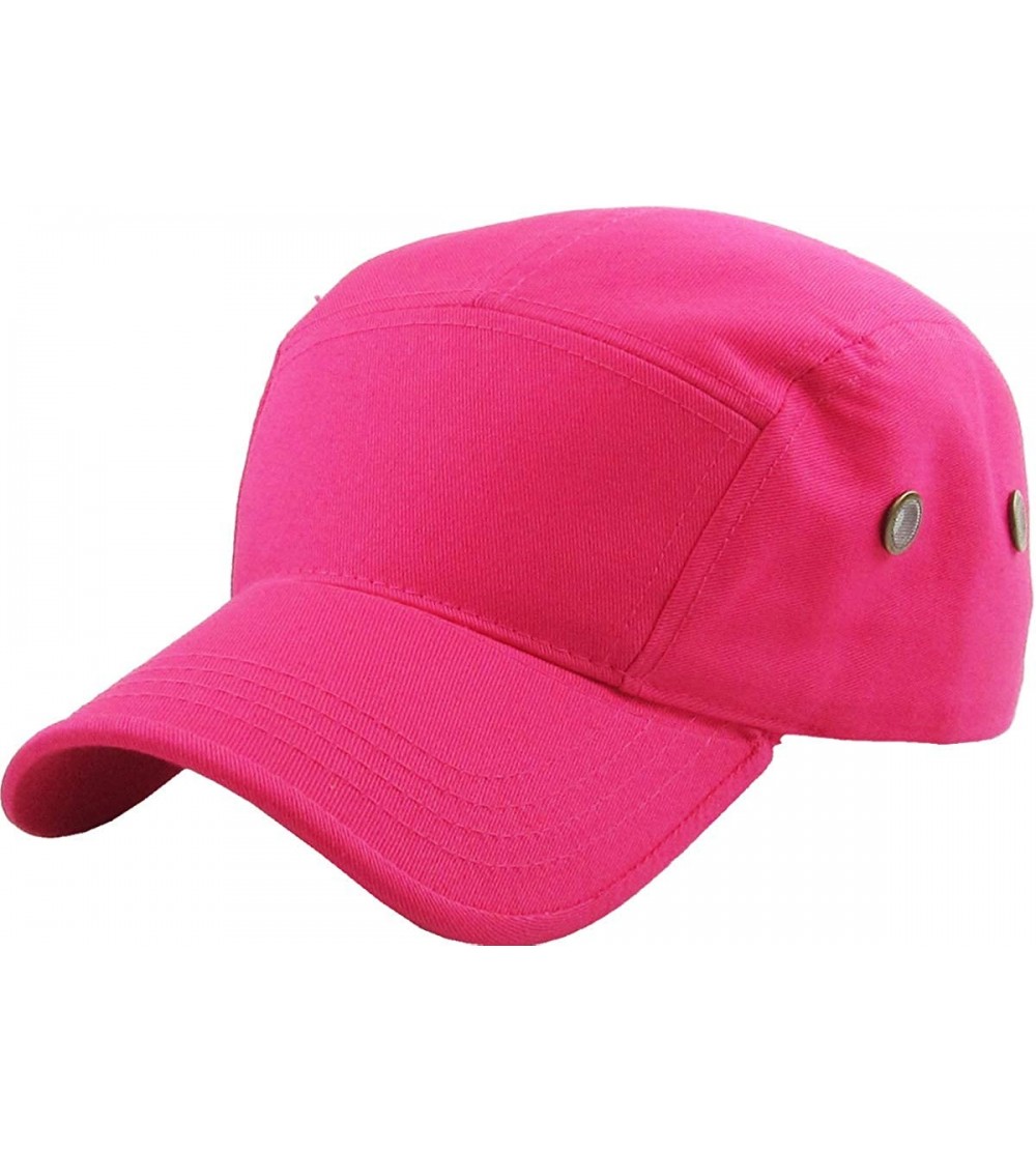 Baseball Caps Five Panel Solid Color Unisex Adjustable Army Military Cadet Cap - Hot Pink - CP11JEBOKUT $9.97