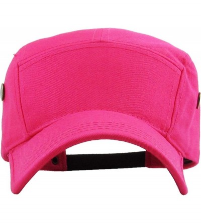 Baseball Caps Five Panel Solid Color Unisex Adjustable Army Military Cadet Cap - Hot Pink - CP11JEBOKUT $9.97