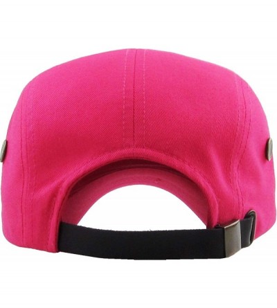 Baseball Caps Five Panel Solid Color Unisex Adjustable Army Military Cadet Cap - Hot Pink - CP11JEBOKUT $9.97