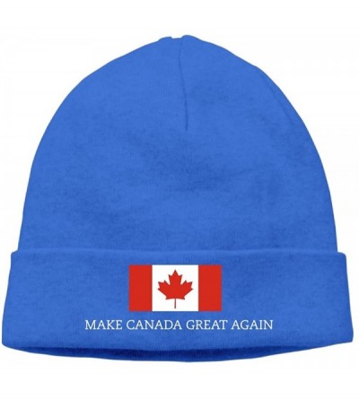 Skullies & Beanies Mens&Womens Make Canada Great Again Flag Outdoor Daily Beanie Hat Skull Cap Black - Royalblue - CX187R7WWY...