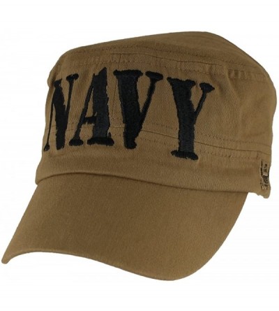 Baseball Caps U.S. Navy Flat Top Hat- Coyote Brown - C812NRJESKB $31.24