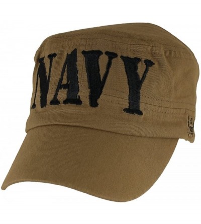 Baseball Caps U.S. Navy Flat Top Hat- Coyote Brown - C812NRJESKB $18.58