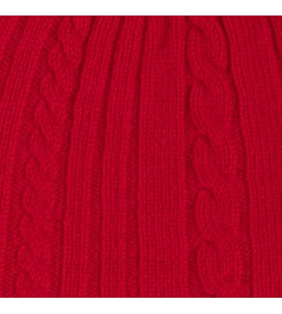 Skullies & Beanies Women's 100% Pure Cashmere Cable Knit Hat Super Soft Cuffed - Cardinal Red - CY11I5HRL6N $27.60