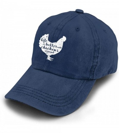 Baseball Caps Life is Better with Chickens Around Vintage Adjustable Ponytail Cowboy Cap Gym Caps for Female Women Gifts - CZ...