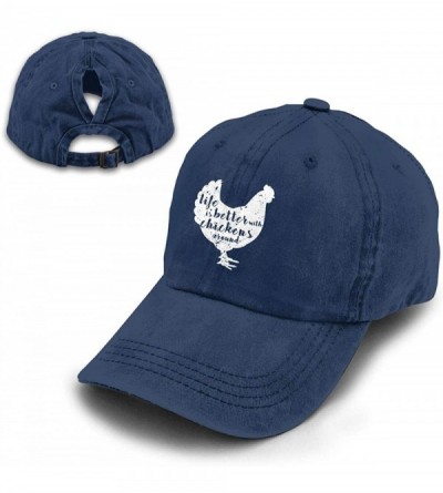 Baseball Caps Life is Better with Chickens Around Vintage Adjustable Ponytail Cowboy Cap Gym Caps for Female Women Gifts - CZ...