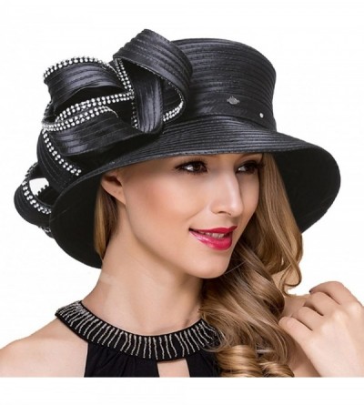 Bucket Hats Lady Church Derby Dress Cloche Hat Fascinator Floral Tea Party Wedding Bucket Hat S051 - Sd708-black - CO18ELA593...
