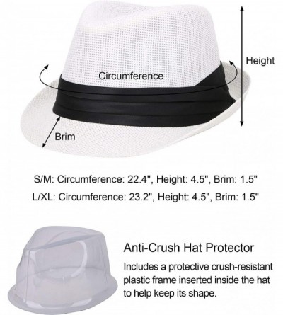 Fedoras Women/Men's Summer Short Brim Straw Fedora Sun Hat - 7white - CQ18DWUX743 $15.18