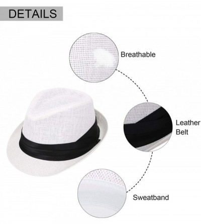 Fedoras Women/Men's Summer Short Brim Straw Fedora Sun Hat - 7white - CQ18DWUX743 $15.18