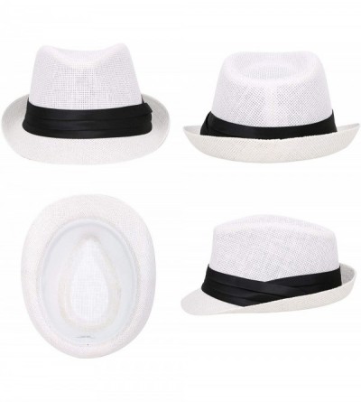 Fedoras Women/Men's Summer Short Brim Straw Fedora Sun Hat - 7white - CQ18DWUX743 $15.18