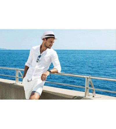 Fedoras Women/Men's Summer Short Brim Straw Fedora Sun Hat - 7white - CQ18DWUX743 $15.18