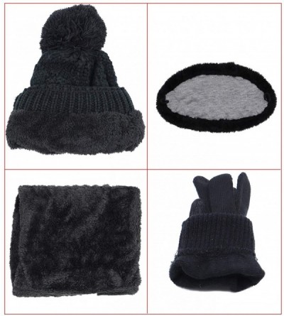 Skullies & Beanies Unisex Beanie Hat Set Skull Cap Mask Touch Screen Gloves & Scarf Set - Black - CP18ZKGWACM $12.60