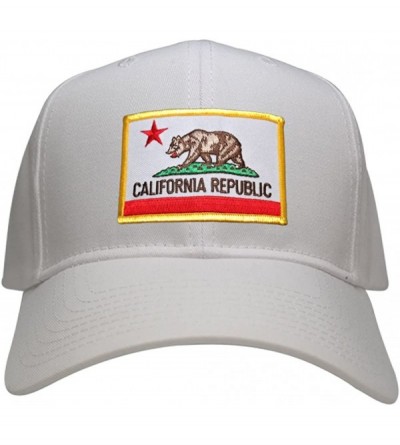 Baseball Caps California Republic Embroidered Iron On Patch Gold Border Snapback Baseball Cap - White - CX12LZNAYYX $31.12