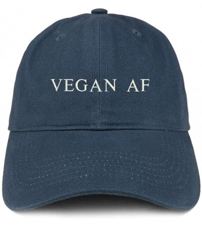 Baseball Caps Vegan Af Embroidered Soft Crown 100% Brushed Cotton Cap - Navy - CY12IZKPATN $18.11