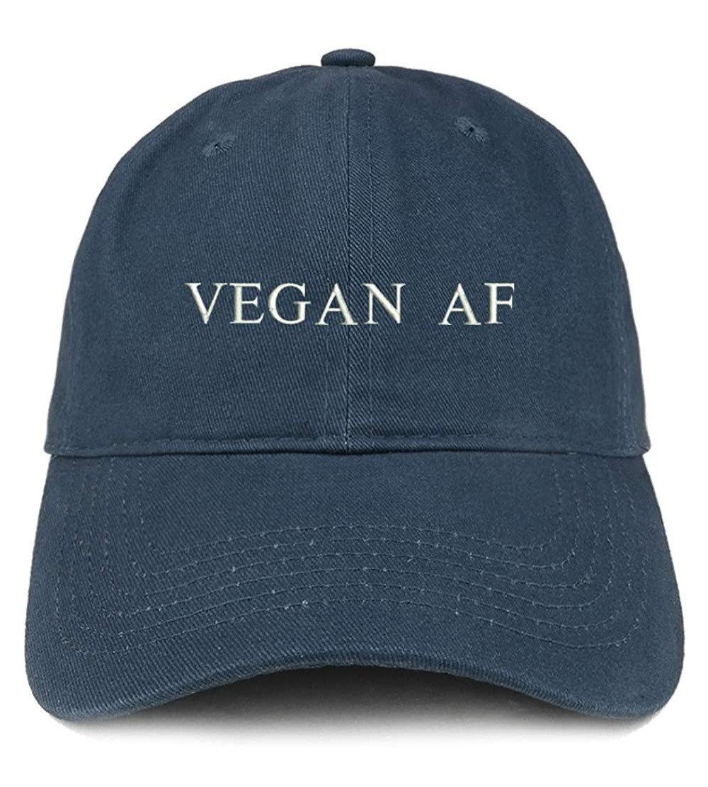 Baseball Caps Vegan Af Embroidered Soft Crown 100% Brushed Cotton Cap - Navy - CY12IZKPATN $18.11